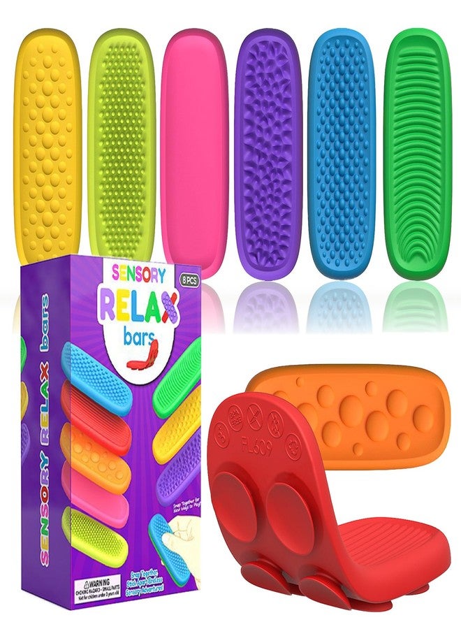 RoseFlower Fidget Toys for Adults & Kids: 8 Pack Textured Sensory Toy Strip with Suction Cups, Silent Fidget Toys Adults, Textured Sensory Strip with Suction Cups for Anxiety Relief - Image 1